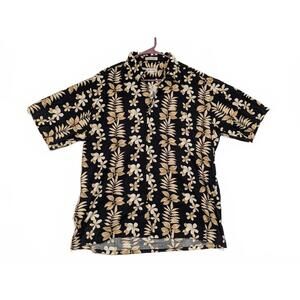 Pierre Cardin Stylish Hawaiian Floral Short Sleeve Shirt Size Large 100% Cotton